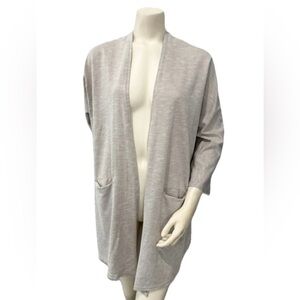 DONNI Women’s Sandwash Cardigan OSFA Open Front Gray Pockets Casual Layering